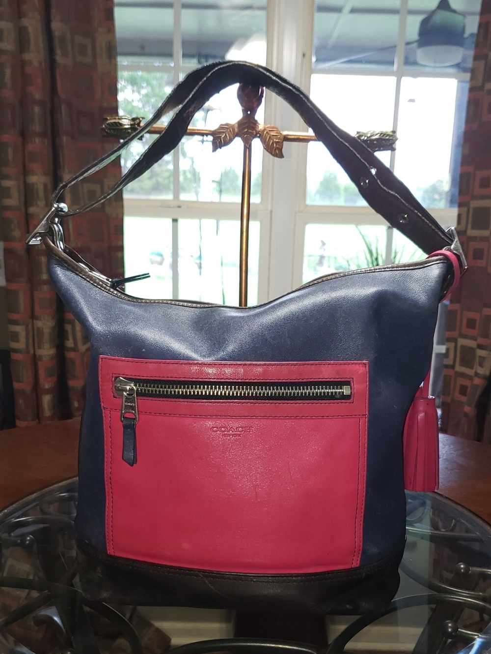 💘🖤💘 Coach Legacy 19979 Colorblock Leather Duffle Shoulder Bag Fuchsia